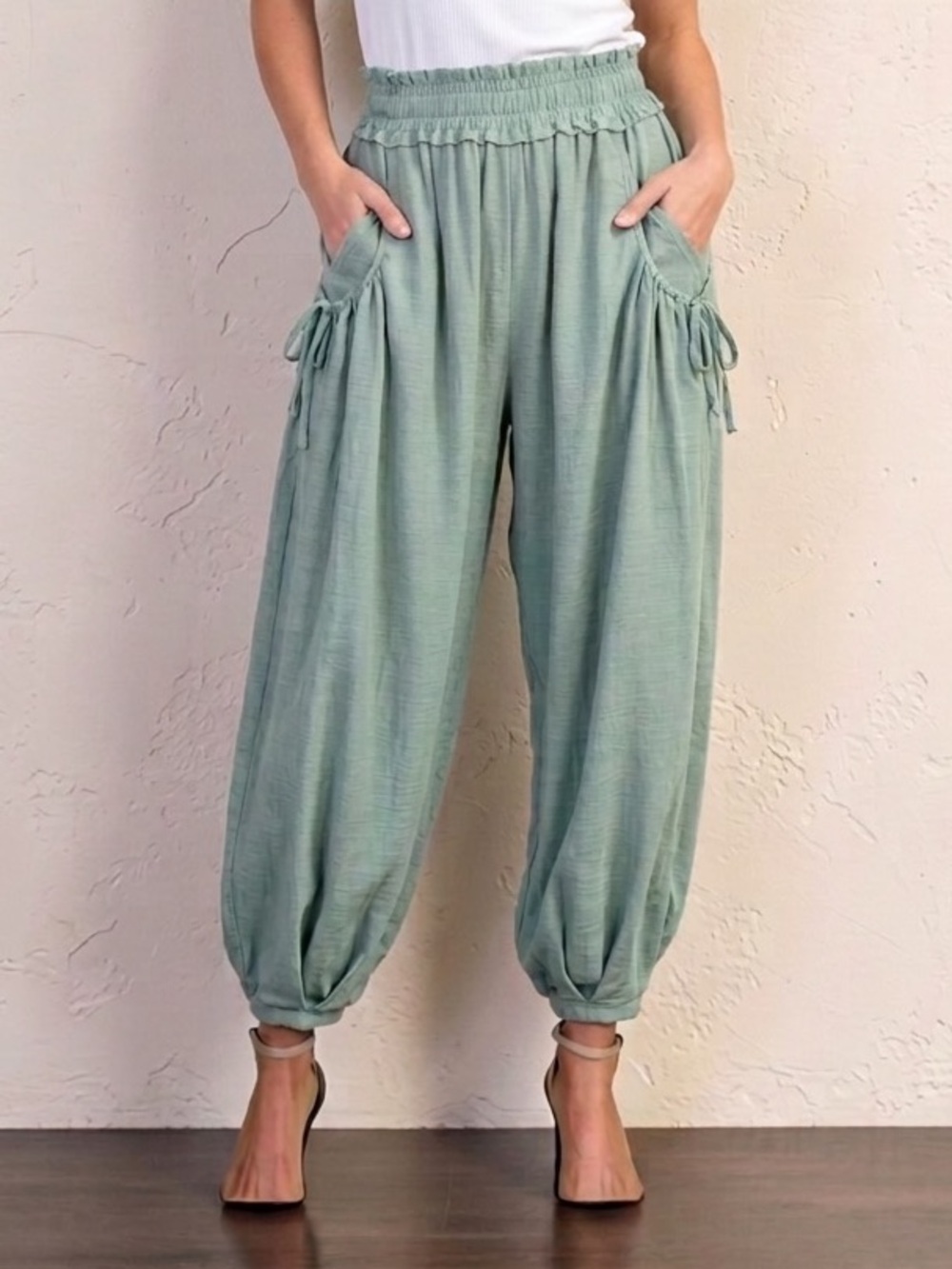 Gigio Mint Green Relaxed Fit Side Pocket Cotton Pants